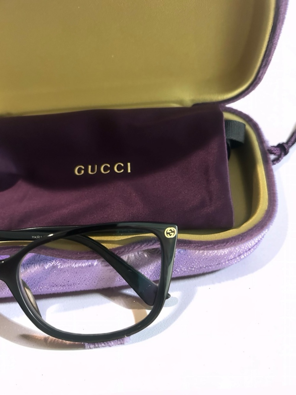 Gucci Fancy Black Square Sunglasses with Purple Velvet Case - Picture 6 of 12